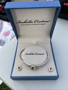 Silver Bracelet and Earring Set scrimshaw with Ivory Accents